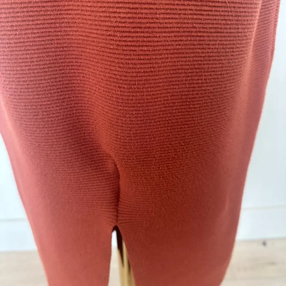 Toccin Rust Brown Midi Ribbed Knit Dress SMALL Career Bodycon Work Designer $325 - Picture 14 of 14